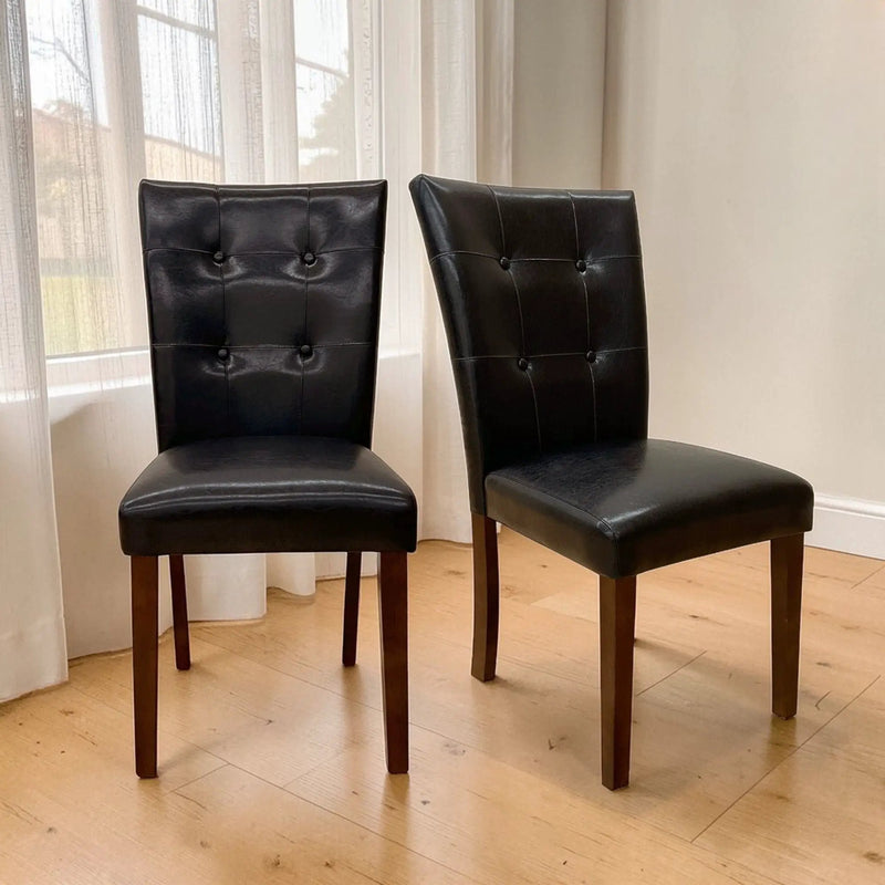 Britney - Synthetic Leather Side Chair (Set of 2) - Brown / Walnut by Unique Piece Furniture