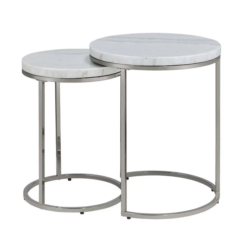 Zaidee - Nesting Table Set - Marble Top & Nickel by Unique Piece Furniture