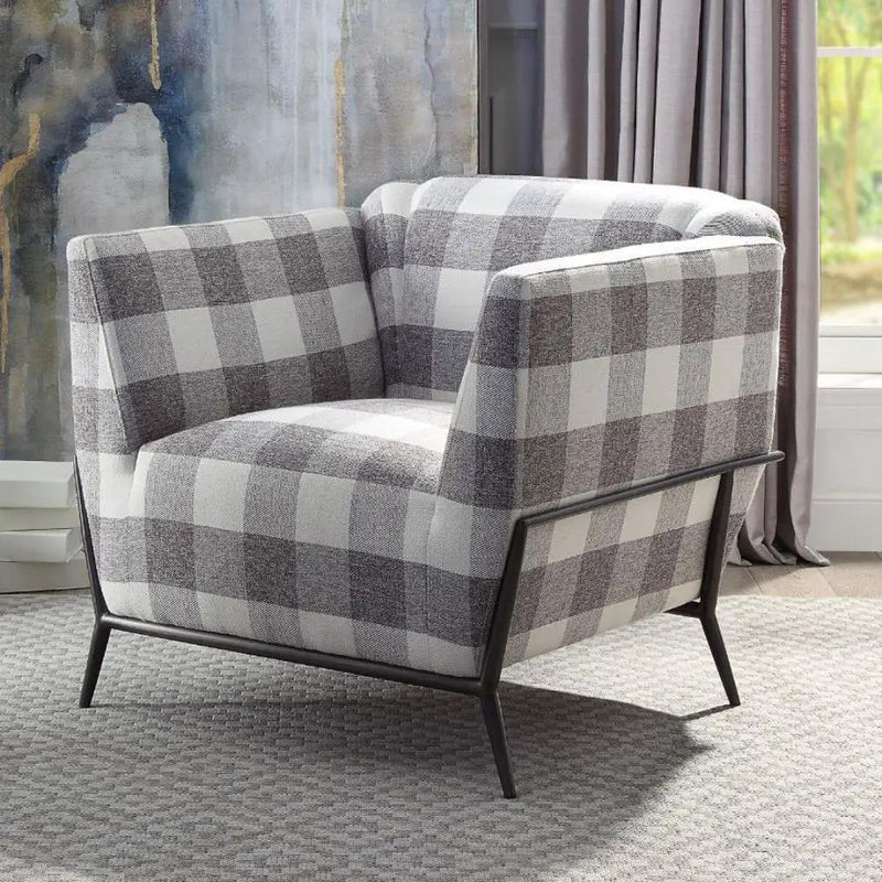 Niamey II - Accent Chair - Pattern Fabric & Metal Frame Black by Unique Piece Furniture