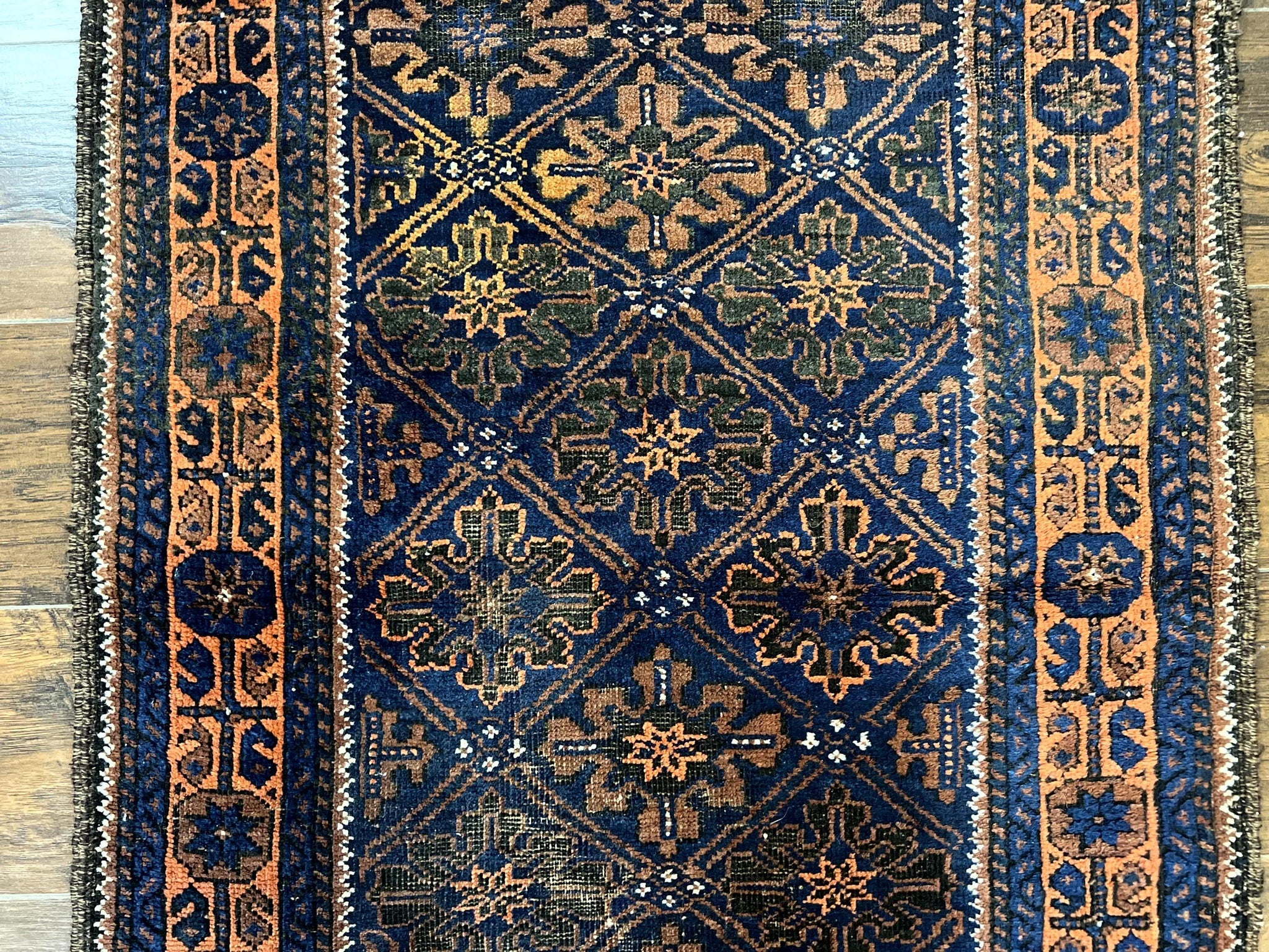 Small Antique Persian Rug 2.7 x 4.7, Handmade Wool Rug, Navy Blue, Balouch Rug, Tribal Rug by Jewel Rugs