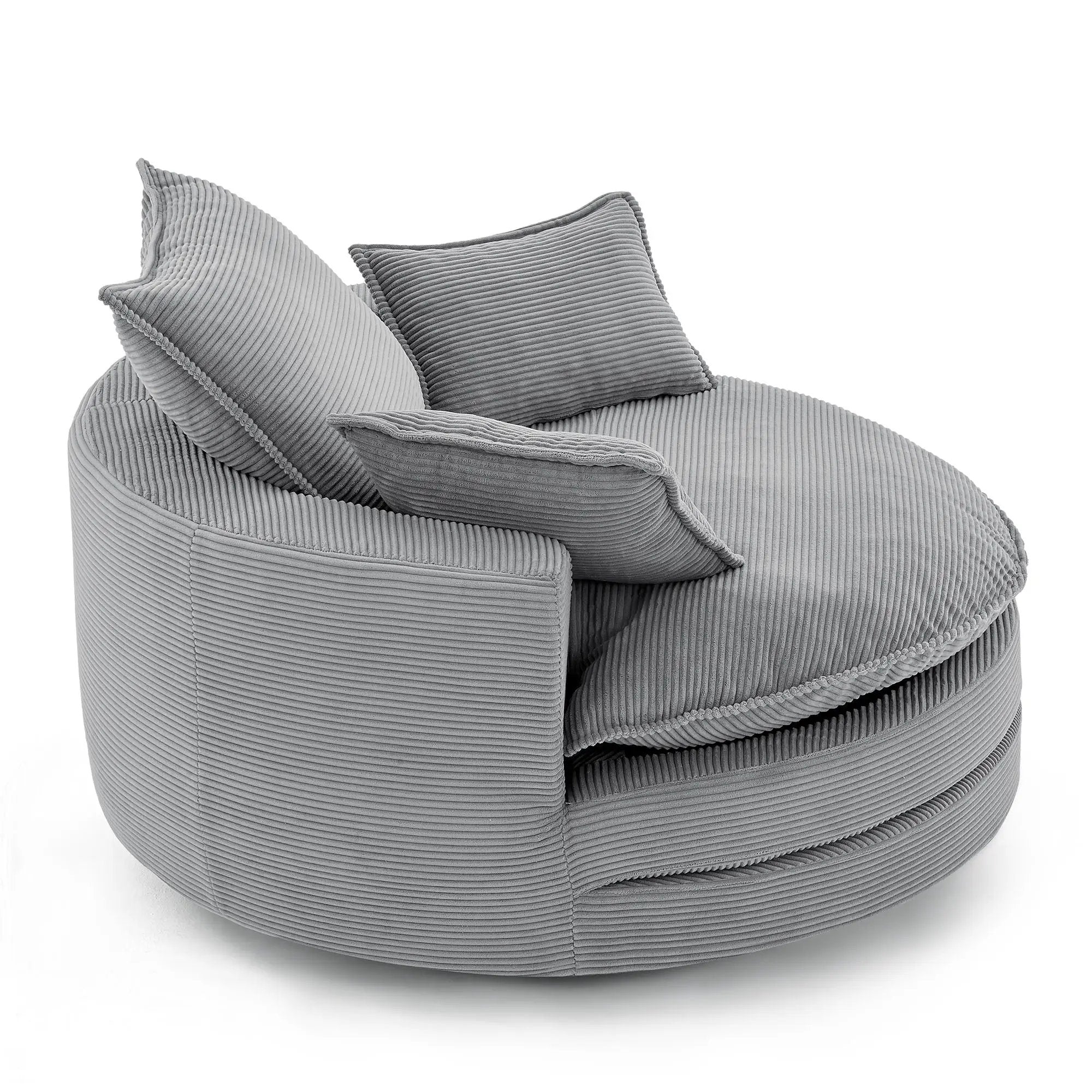 360° Swivel Accent Barrel Chair With Dual Layer Cushion And 3 Removable Pillows by HouseOfZazla