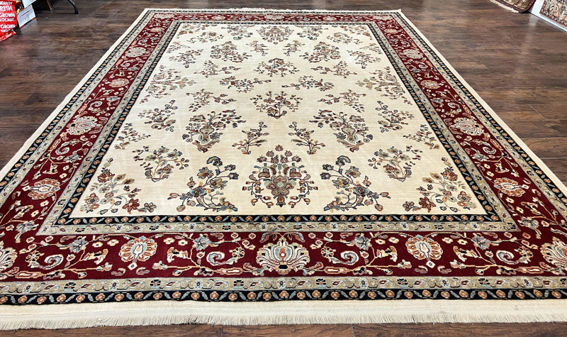Karastan Rug 8.6 x 11.6, English Manor #2103, Ivory Floral Sarouk, Wool Karastan Carpet, Large Karastan Area Rug, Traditional Karastan Rug by Jewel Rugs