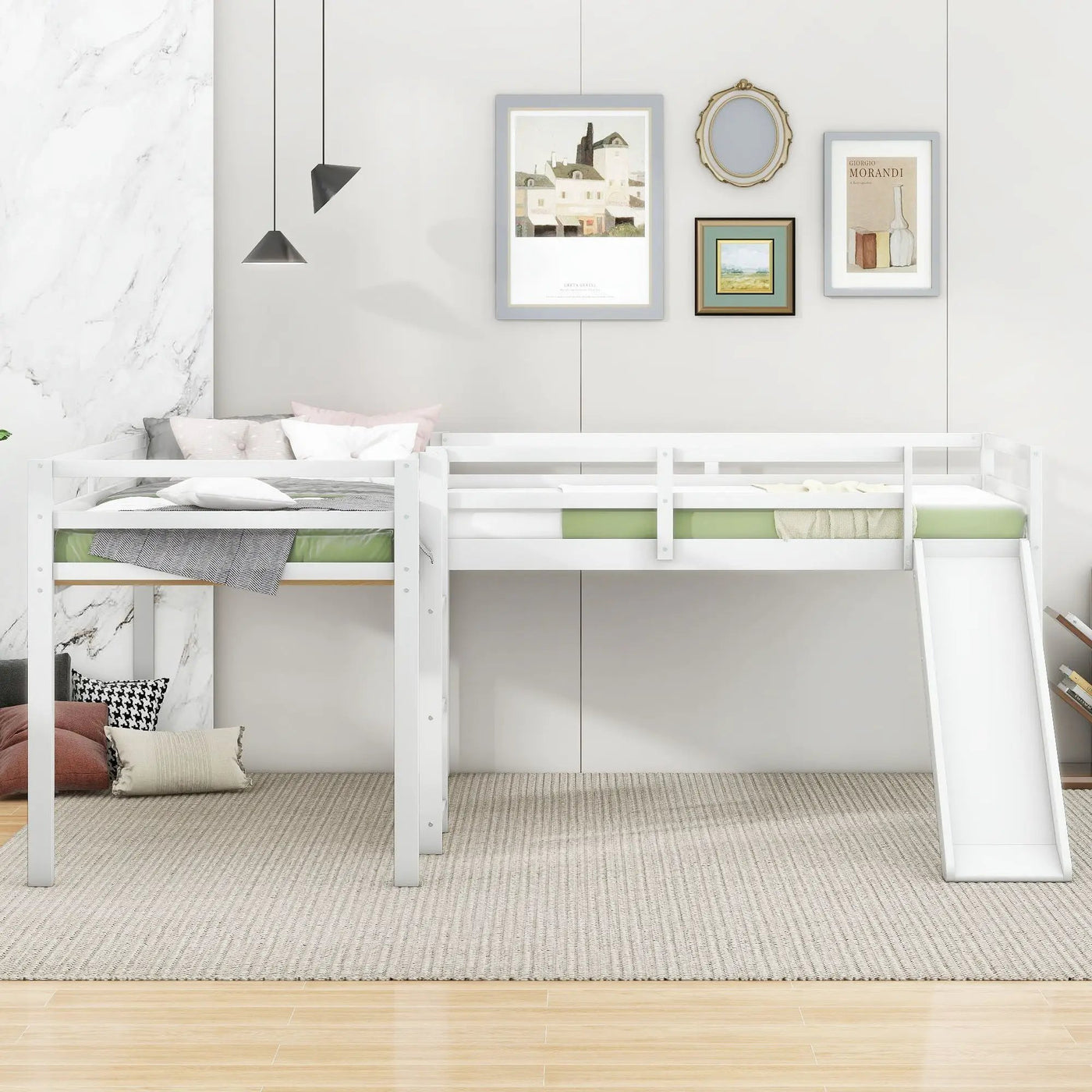 L Shaped Loft Bed With Ladder And Slide by HouseOfZazla