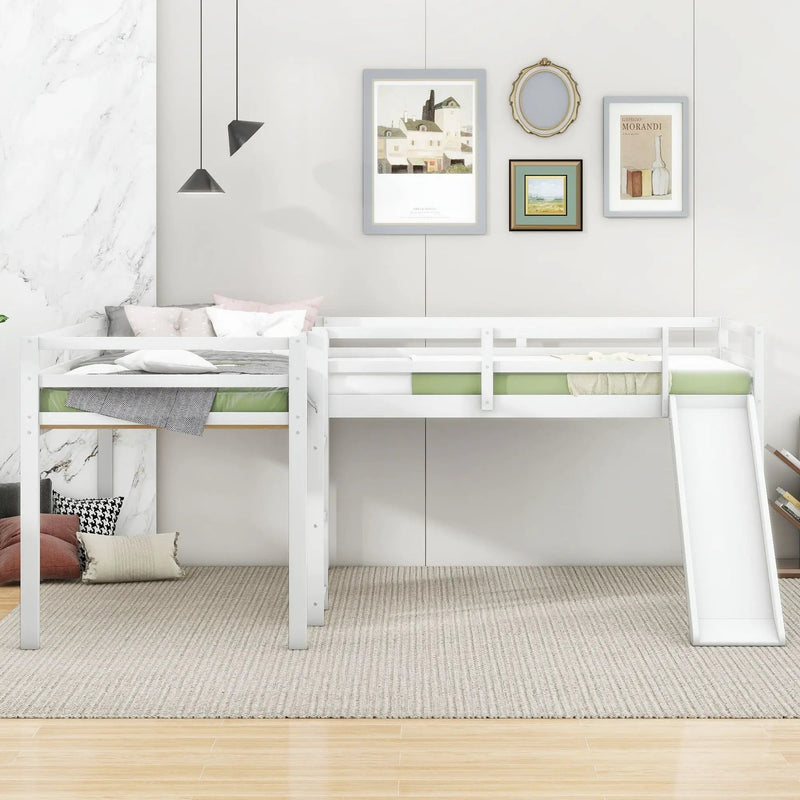 L Shaped Loft Bed With Ladder And Slide by Unique Piece Furniture