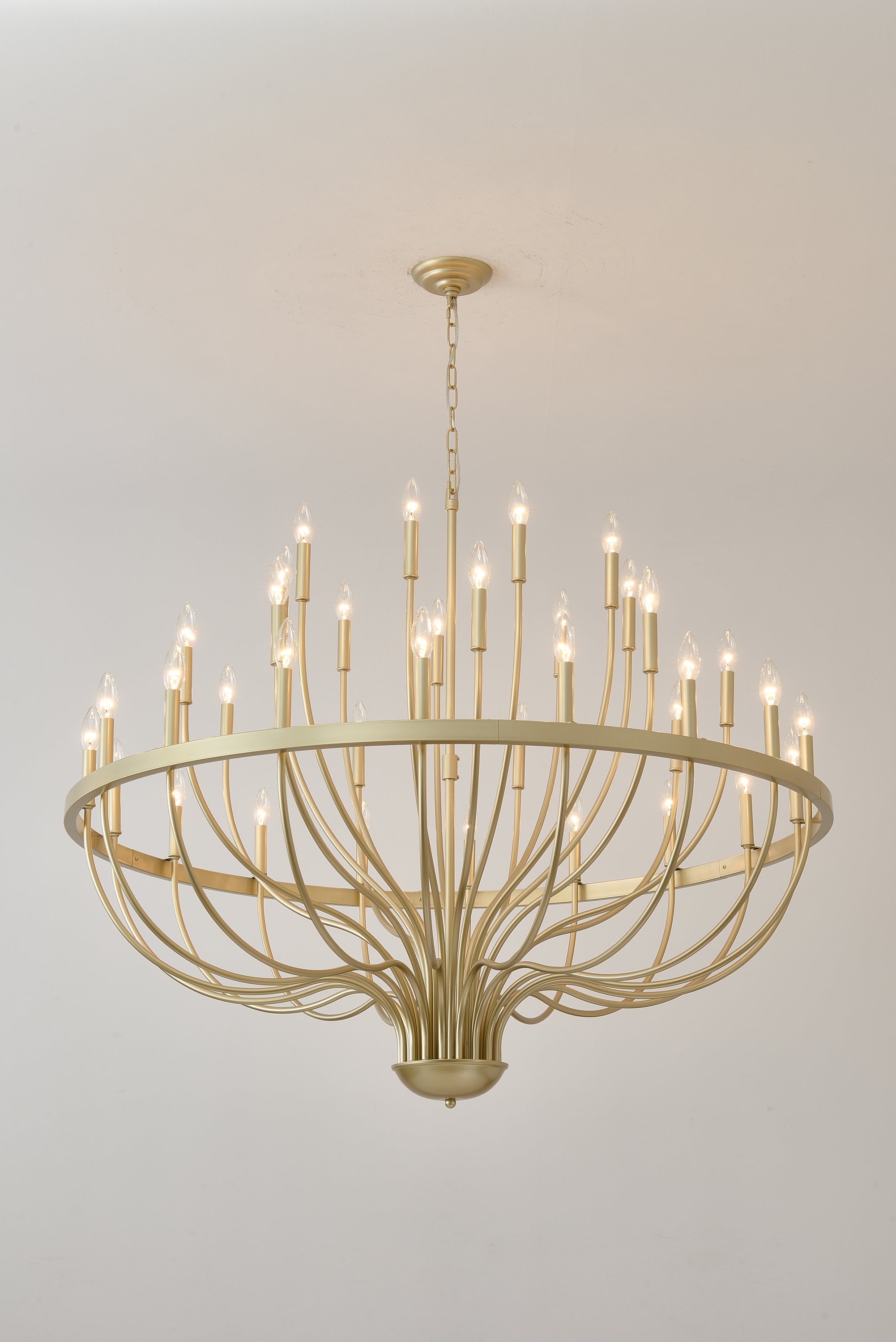 36-Light Gold Industrial Iron Candle Chandelier by HouseOfZazla