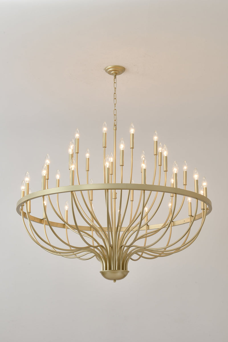 36-Light Gold Industrial Iron Candle Chandelier by HouseOfZazla
