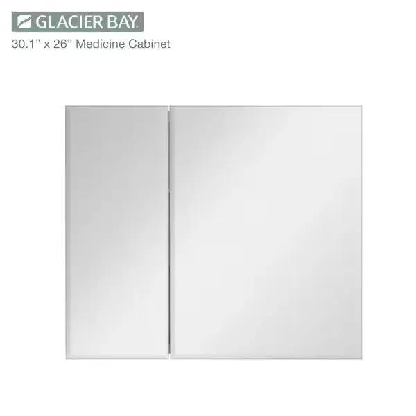 Open Box Glacier Bay 30 in. W x 26 in. H Rectangular Wood Composite Medicine Cabinet with Mirror by Selzalot