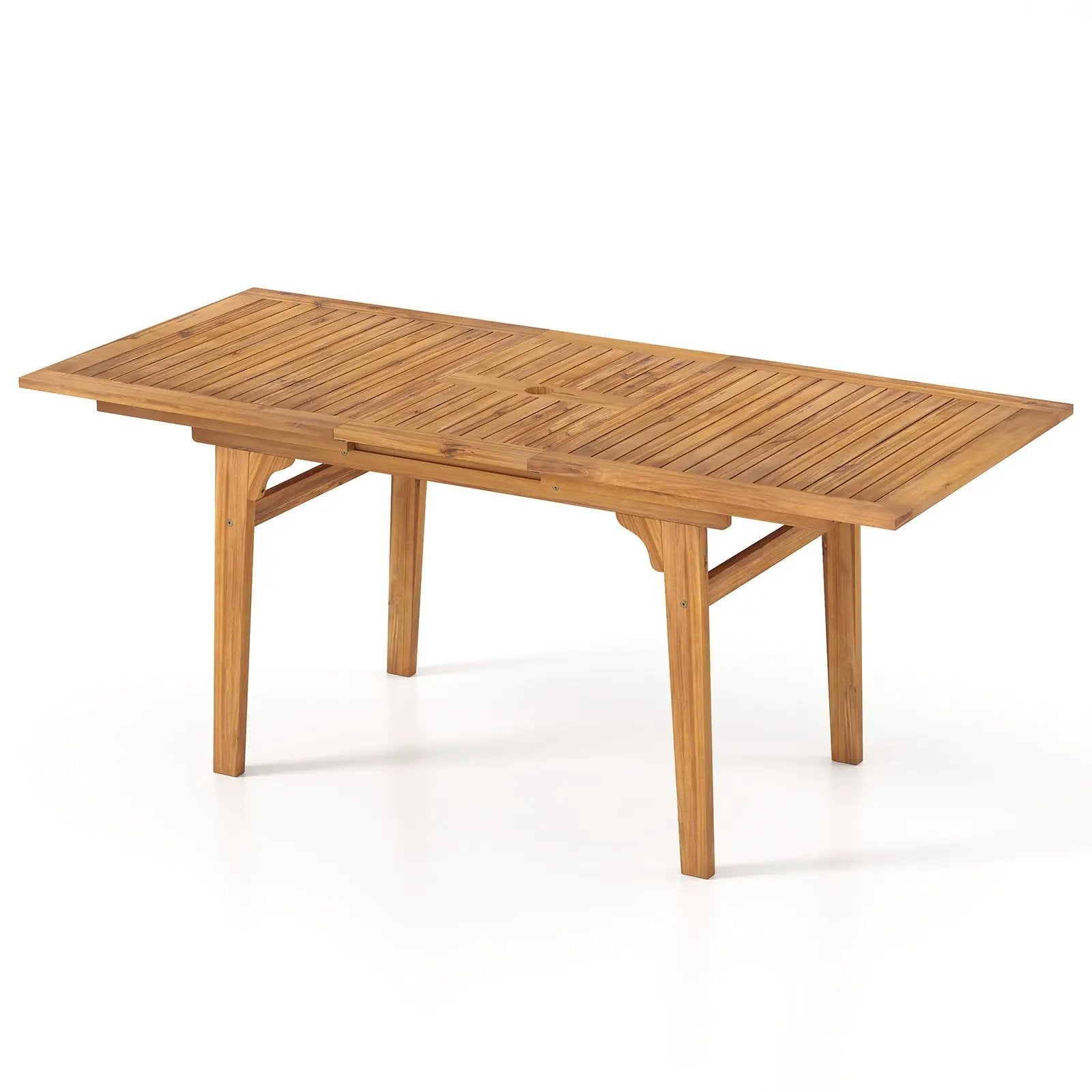 55 Inch Patio Dining Table Expandable for 6-8 People with Umbrella Hole by DirectDeals