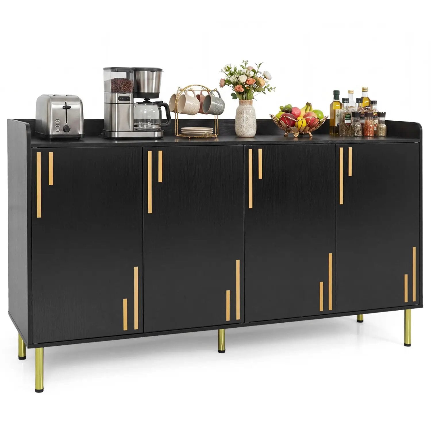 55" Buffet Cabinet with 4 Doors and Metal Legs by DirectDeals