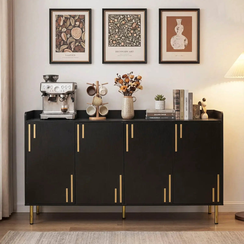 55" Buffet Cabinet with 4 Doors and Metal Legs by DirectDeals