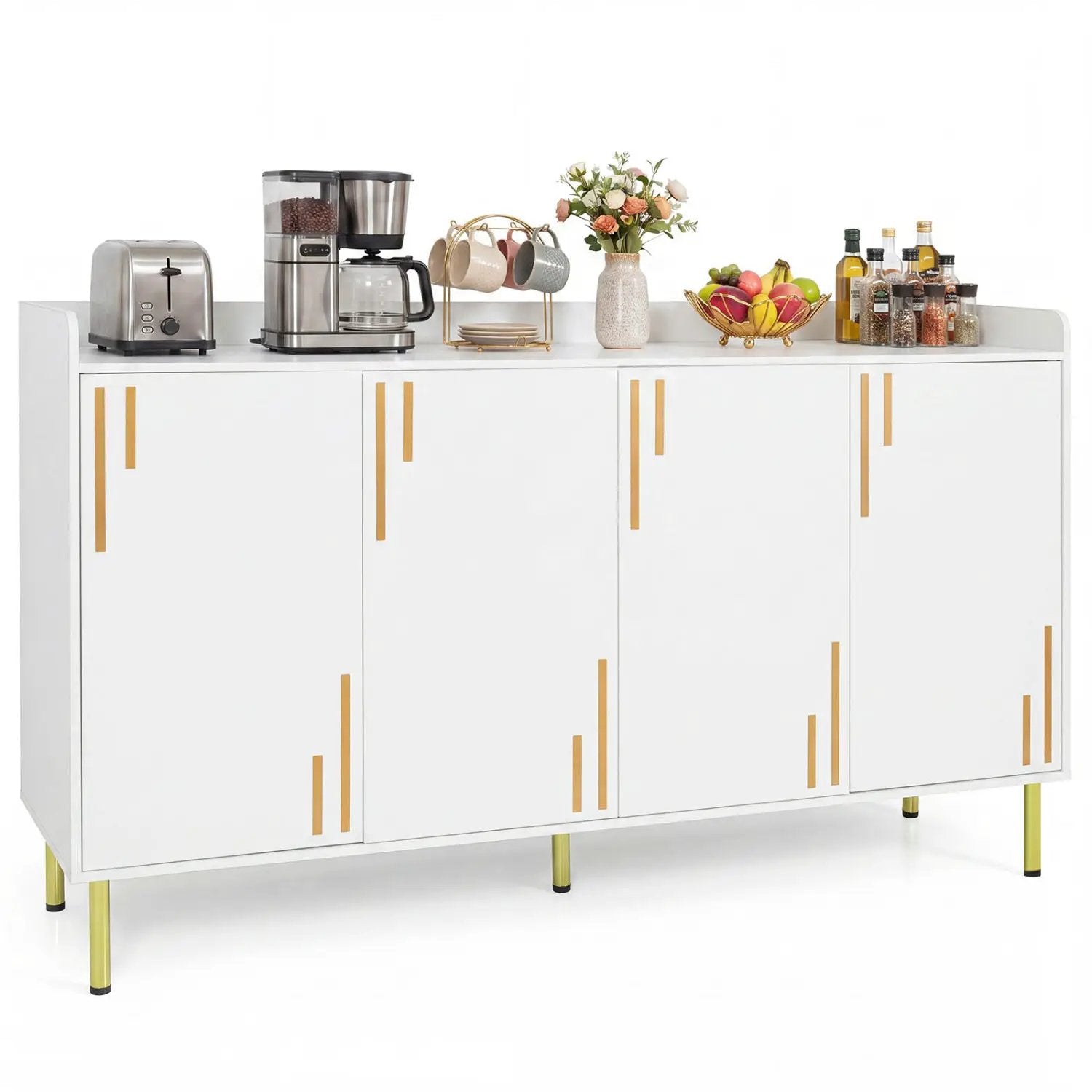55" Buffet Cabinet with 4 Doors and Metal Legs by DirectDeals