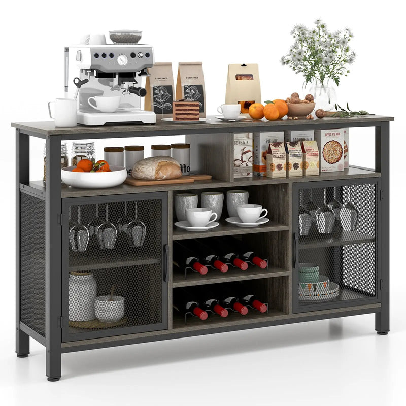 55-Inch Buffet Sideboard with 8-Bottle Wine Racks and Wine Glass Holders by DirectDeals