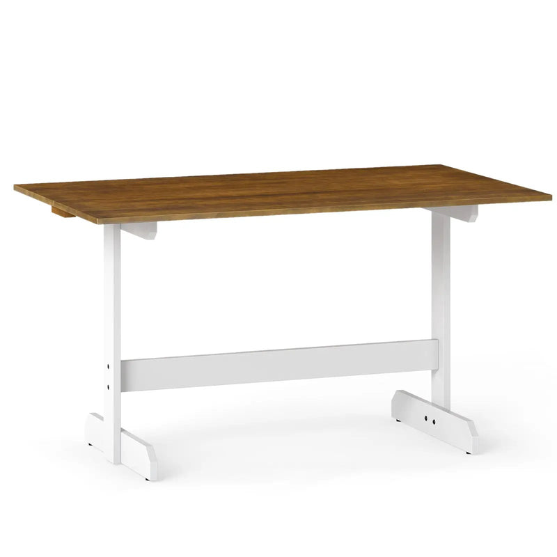 55 Inch Dining Table for 4-6 People Rectangular Kitchen Table with Solid Wood Trestle Base-Walnut by DirectDeals