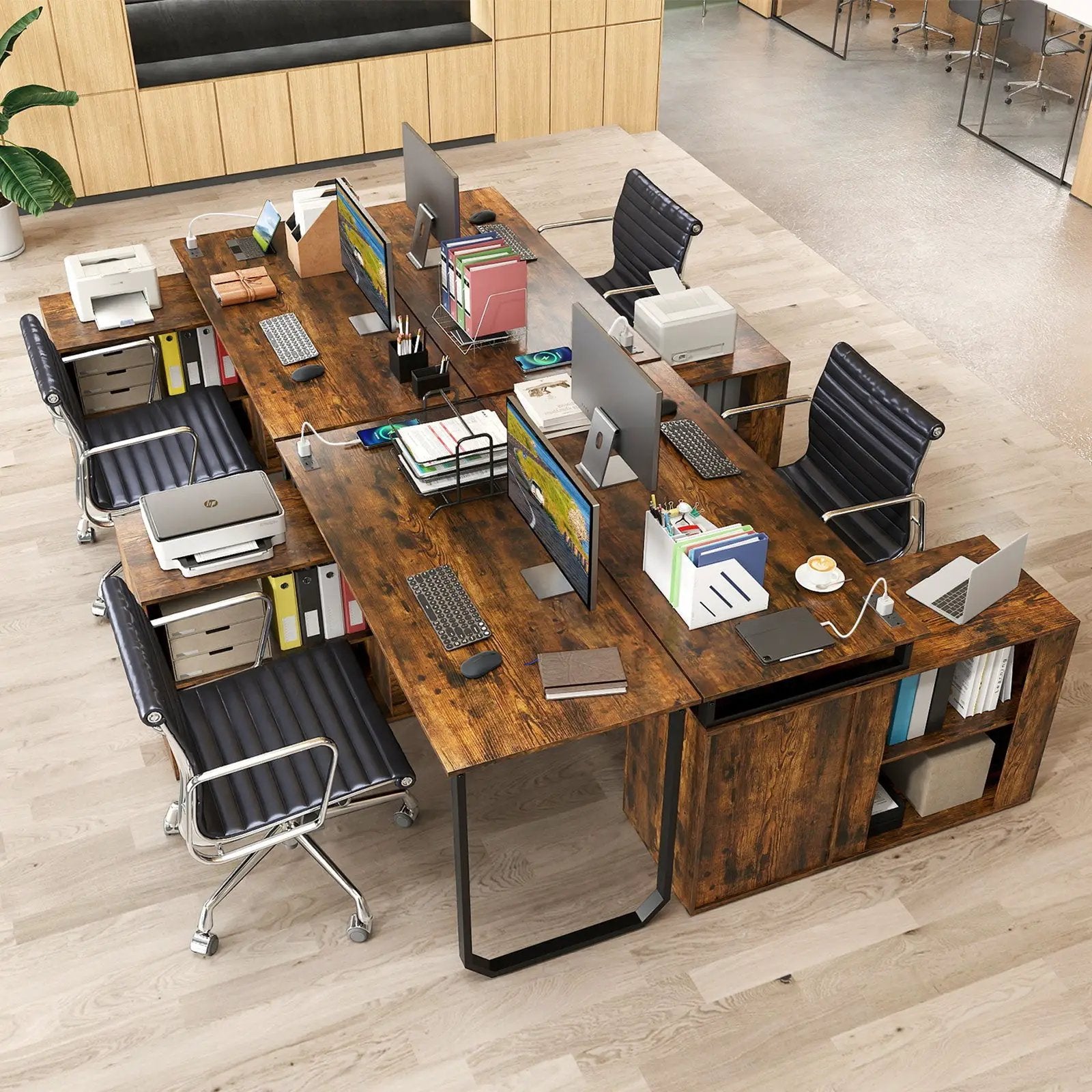 55 Inch Reversible L Shaped Desk with 3 Drawers Home Office Desk with Adjustable Shelf by DirectDeals