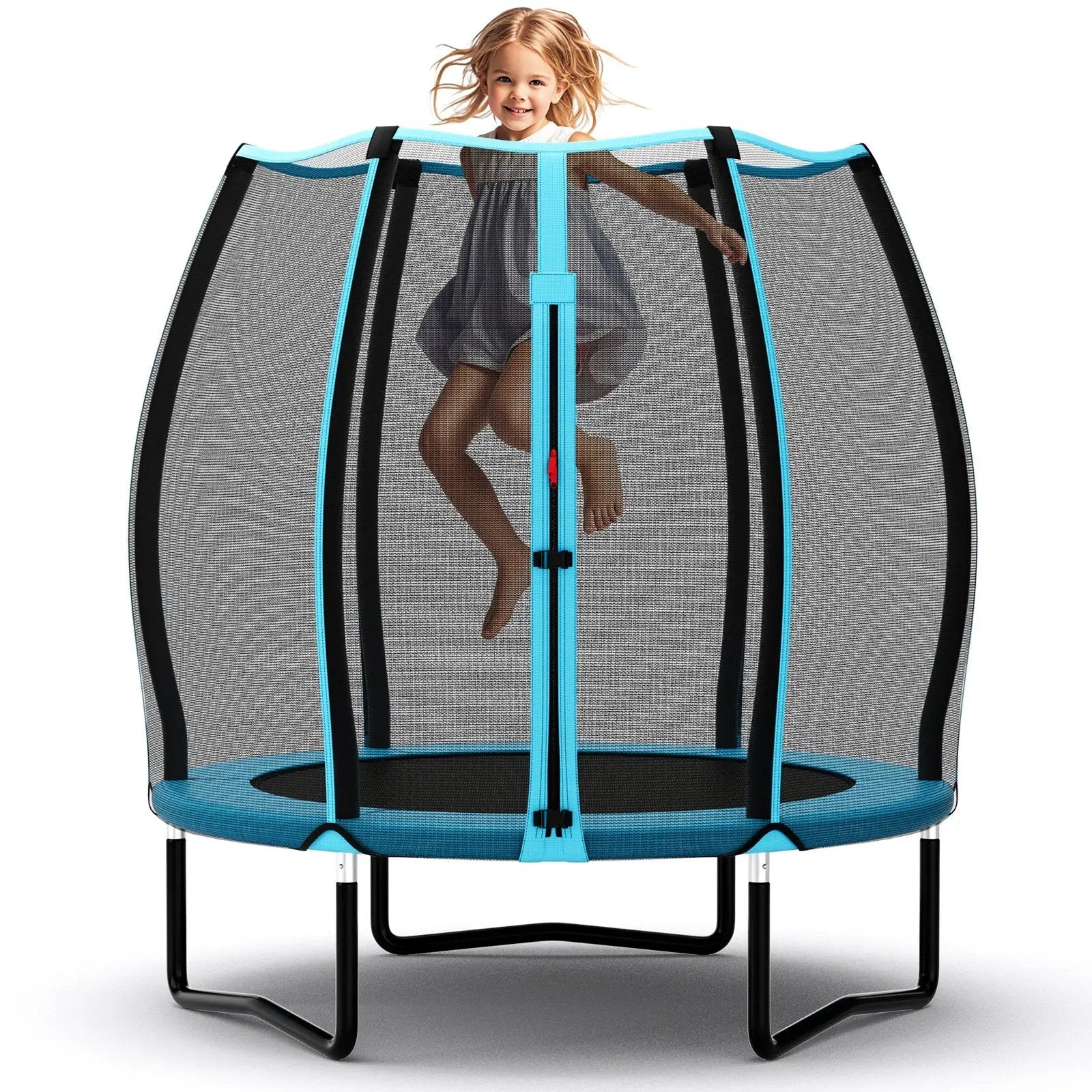55 Inch Trampoline for Kids Toddler Mini Trampoline with Safety Enclosure Net-Blue by DirectDeals
