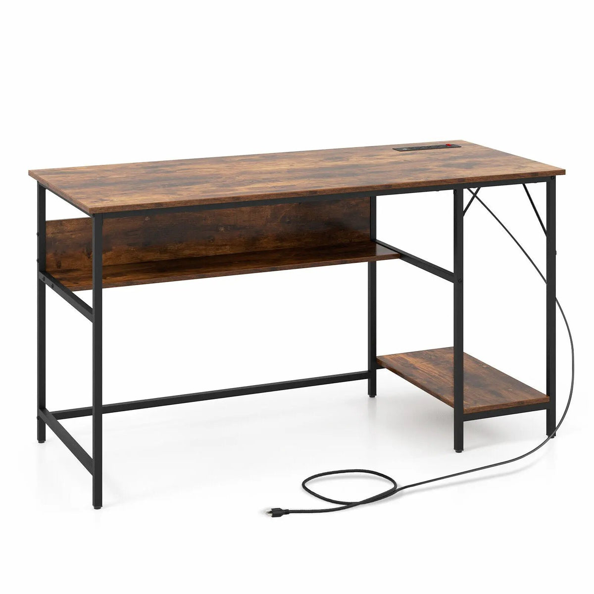 55 Inch Computer Desk with 4 Power Outlets and CPU Stand, photo 12 of 16
