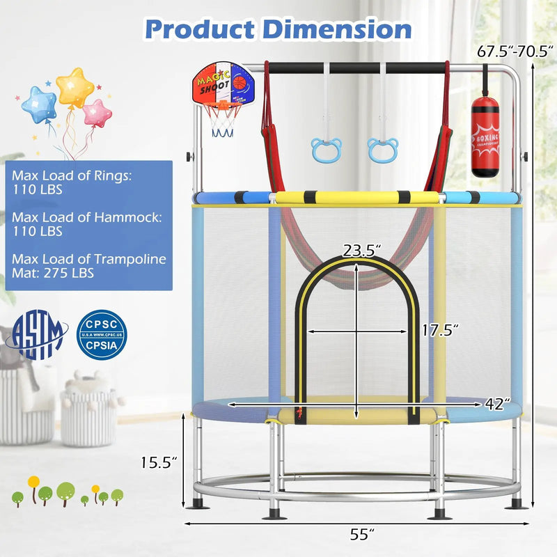 55" Kids Trampoline Gift for for 3-6 Years Old Boys and Girls by DirectDeals