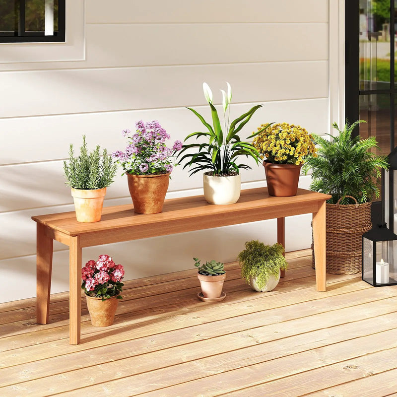 55 Inches Outdoor Teak Wood Bench with 880 LBS Weight Capacity by DirectDeals