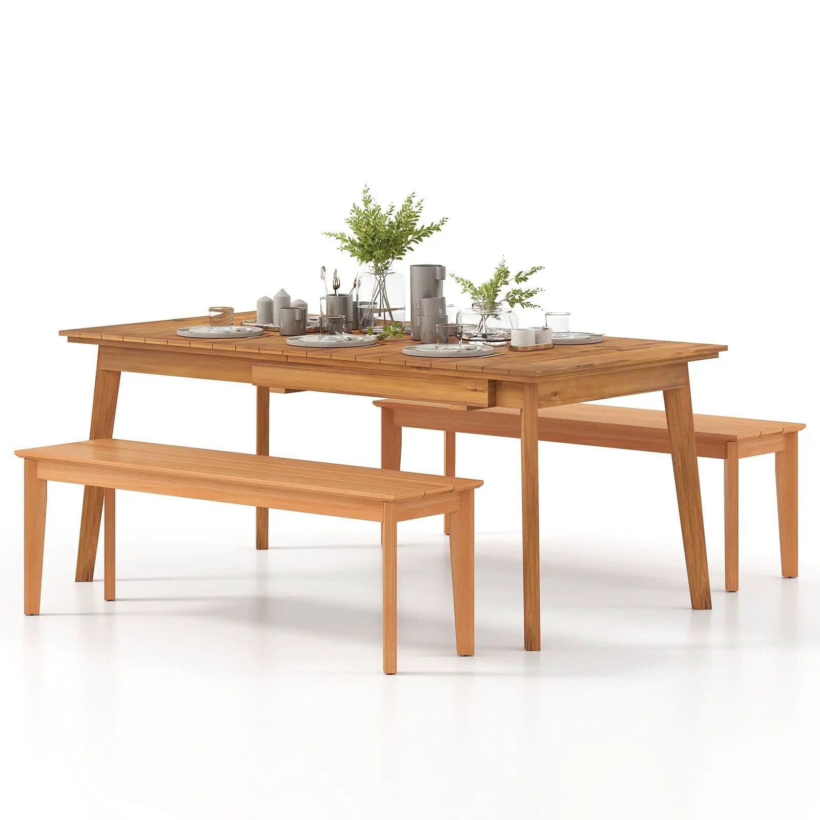 55 Inches Outdoor Teak Wood Bench with 880 LBS Weight Capacity by DirectDeals