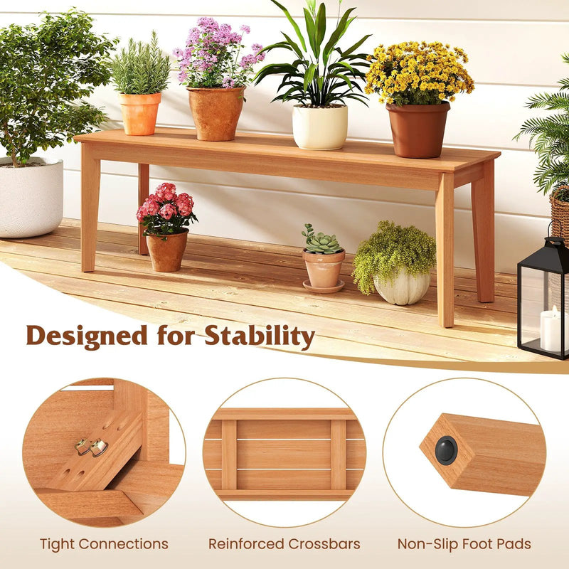 55 Inches Outdoor Teak Wood Bench with 880 LBS Weight Capacity by DirectDeals