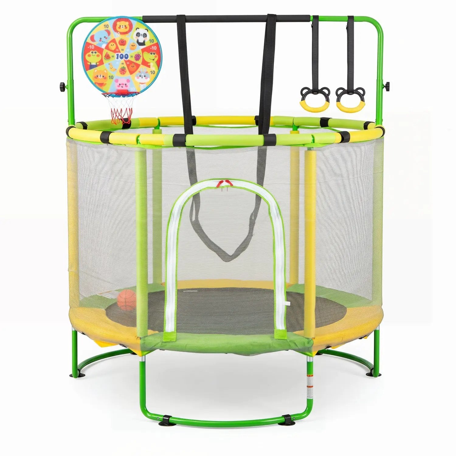 55" Kids Trampoline with Adjustable Gymnastics Bar & Hoop by DirectDeals