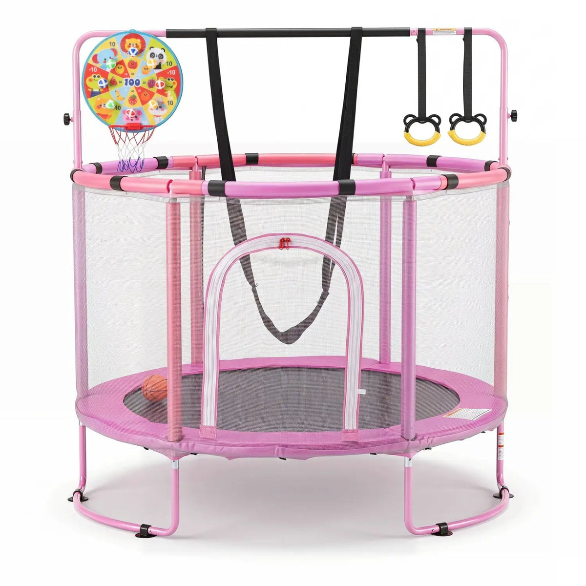 55" Kids Trampoline with Adjustable Gymnastics Bar & Hoop, photo 3 of 3
