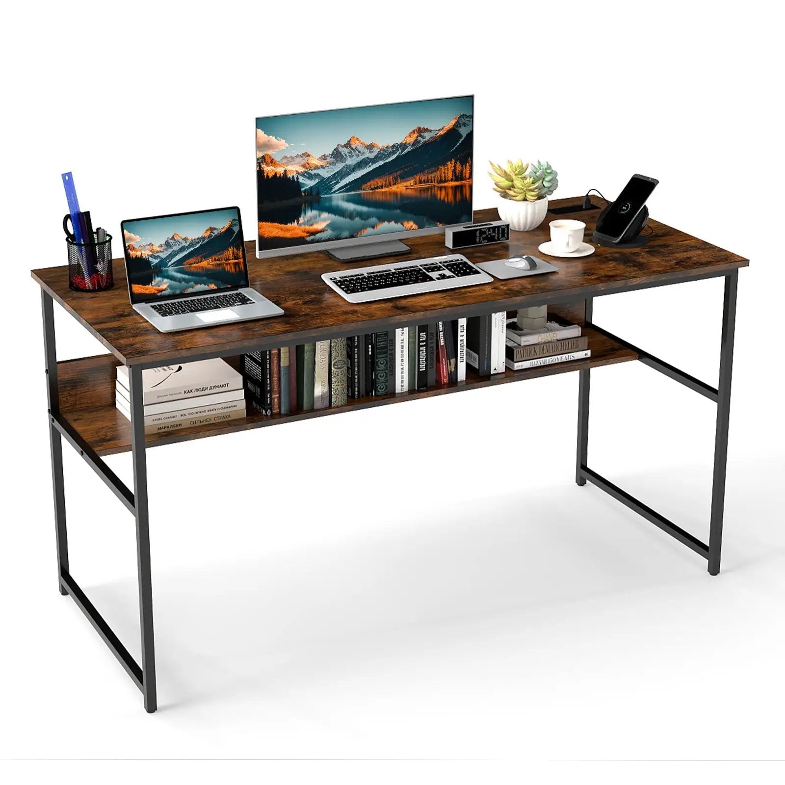 55 x 24 inch Computer Desk with Power Outlets and USB Ports by DirectDeals