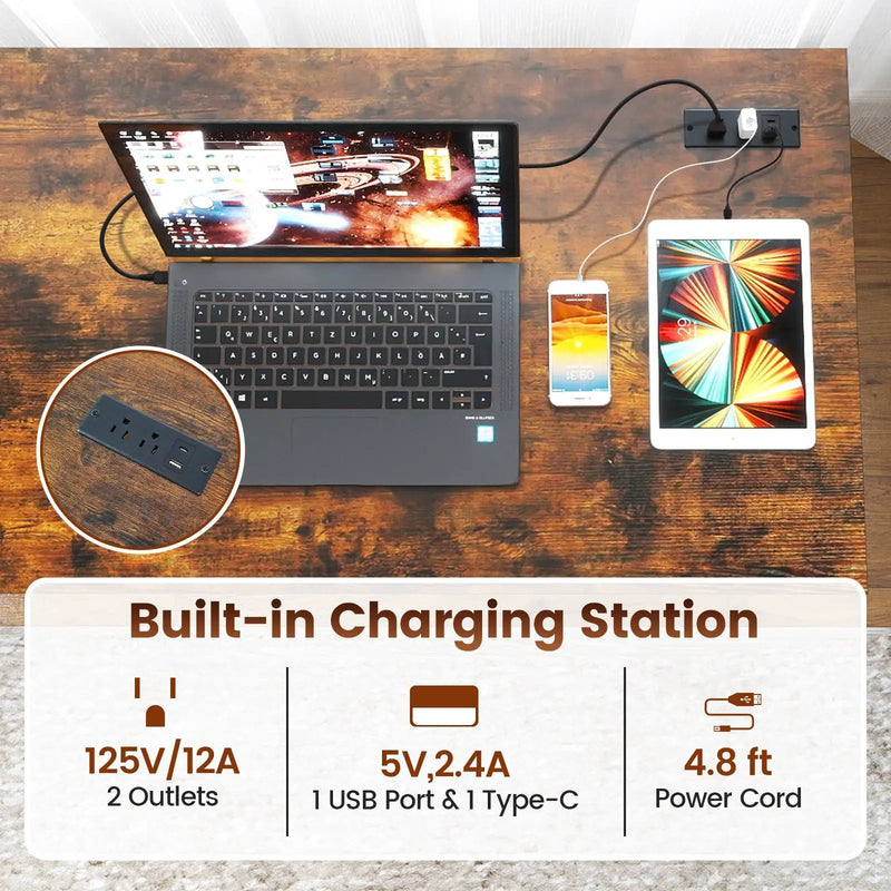 55 x 24 inch Computer Desk with Power Outlets and USB Ports by DirectDeals