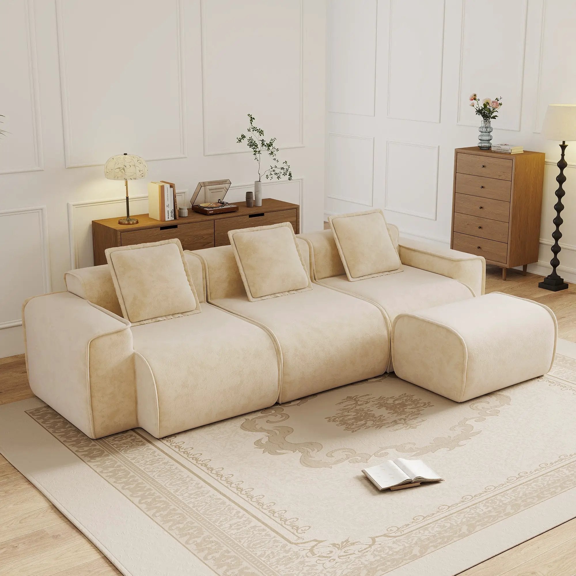 Streamlined Design Modular 3 Seat L Shape Sectional Sofa by HouseOfZazla