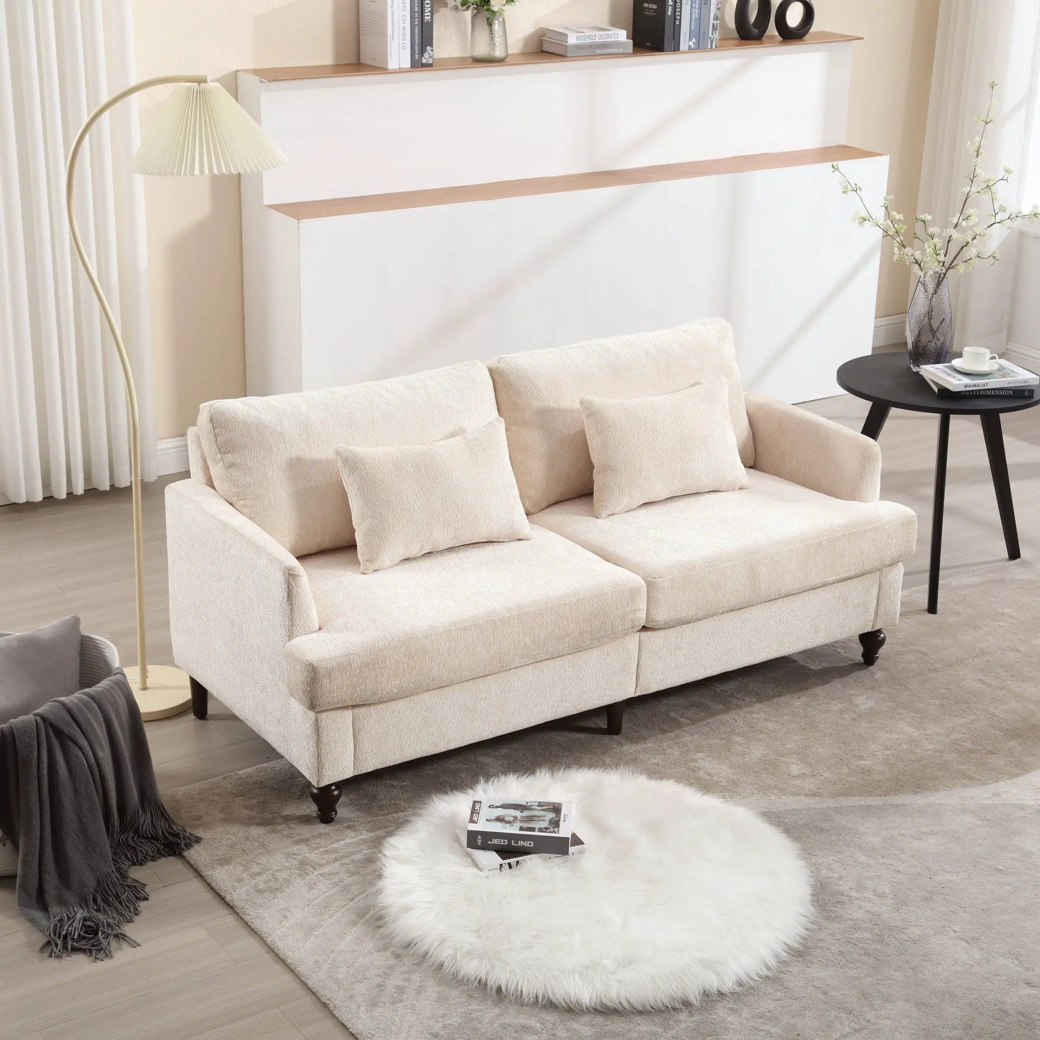 Mid Century Modern Fabric Loveseat Sofa, 2 Seat Upholstered Couch by Unique Piece Furniture