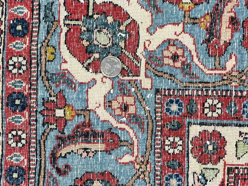 Persian Veramin Rug 7x11, Repeated Allover Pattern, Handmade Vintage Carpet, Navy Blue by Jewel Rugs