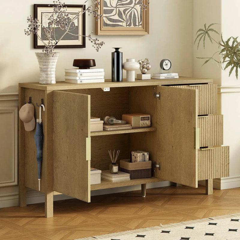 U-Style Modern Wave-Pattern Sideboard with 3 Drawers by HouseOfZazla