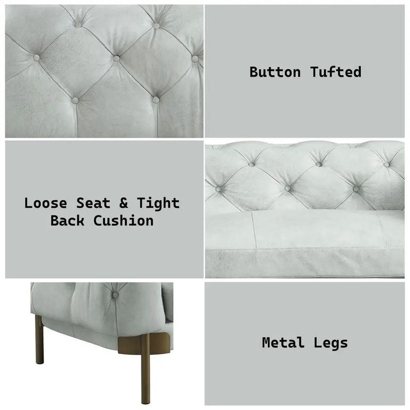 Ragle - Sofa - Vintage White Top Grain Leather by Unique Piece Furniture