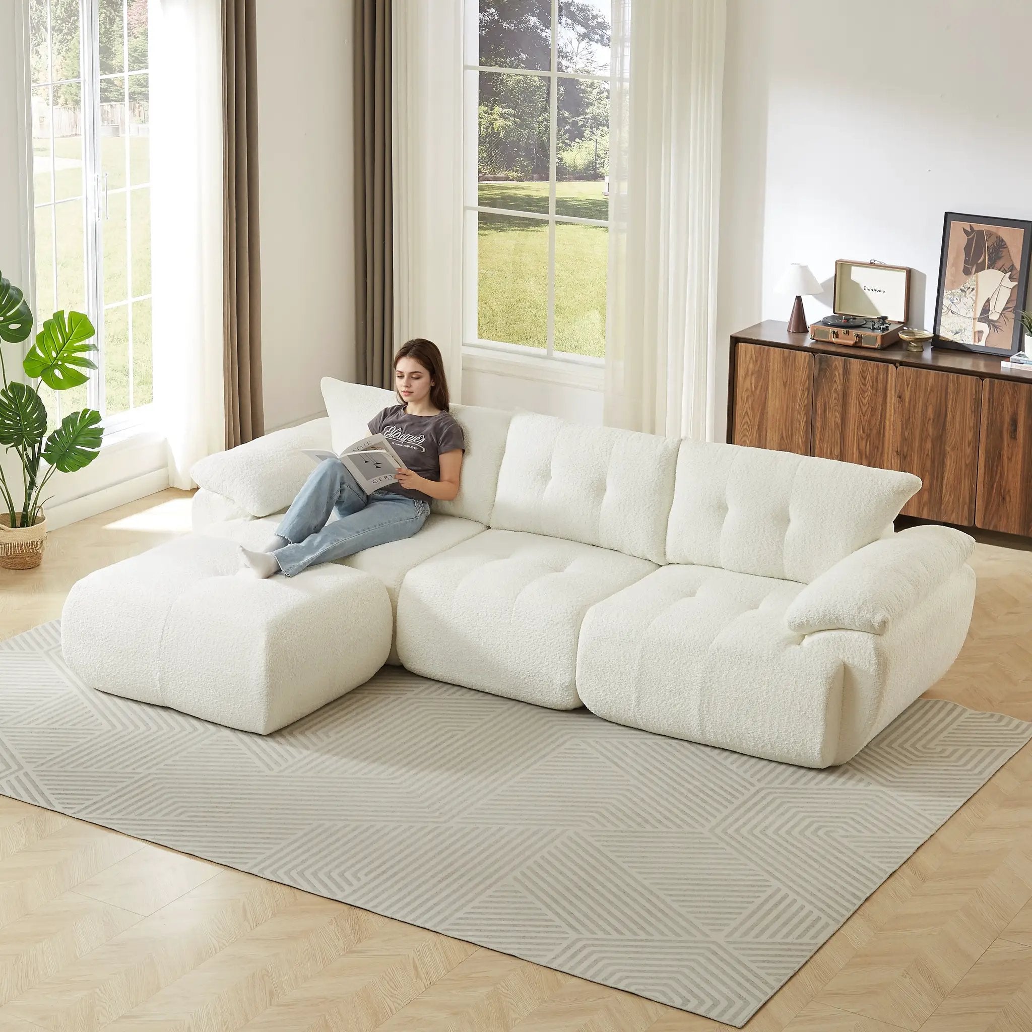 115'' Large Modern 3-Seater Sofa by HouseOfZazla