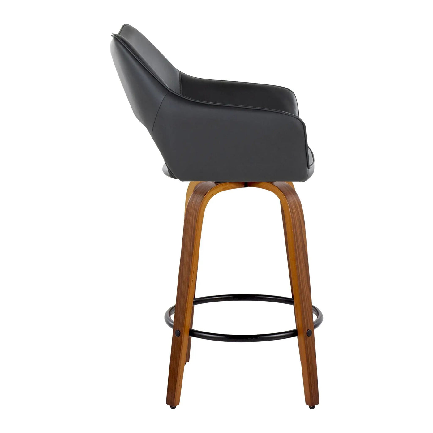 Mustang - Contemporary Fixed Height Counter Stool With Swivel With Round Footrest (Set of 2) by HouseOfZazla
