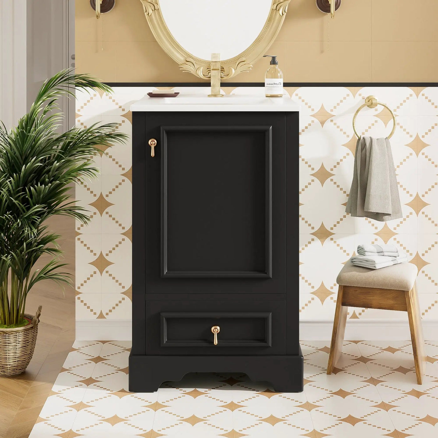 Bathroom Vanity With Sink, Soft Close Door, Adjustable U-Shaped Shelf by Unique Piece Furniture