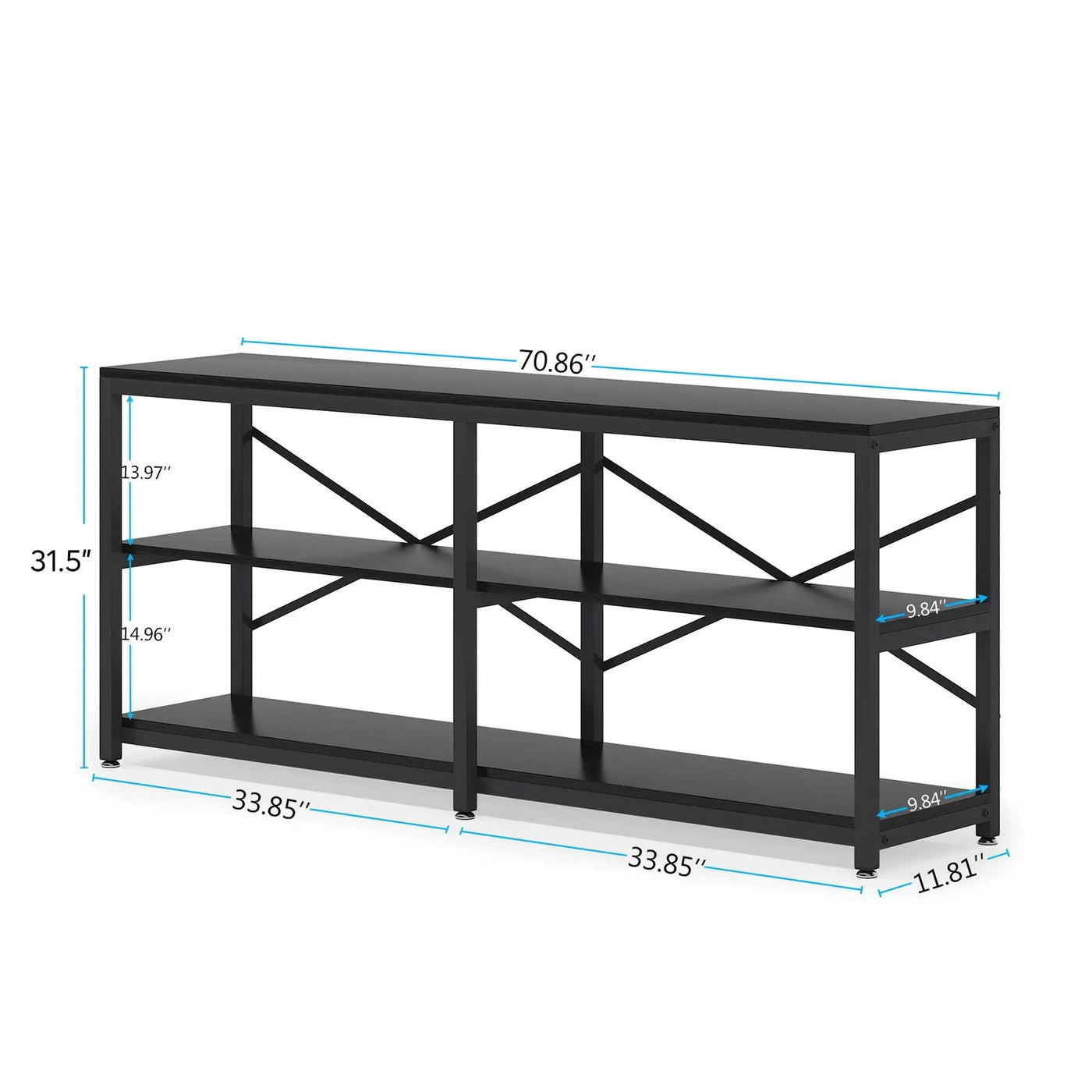 Console Table With X Back Design, Extra Long Storage by HouseOfZazla