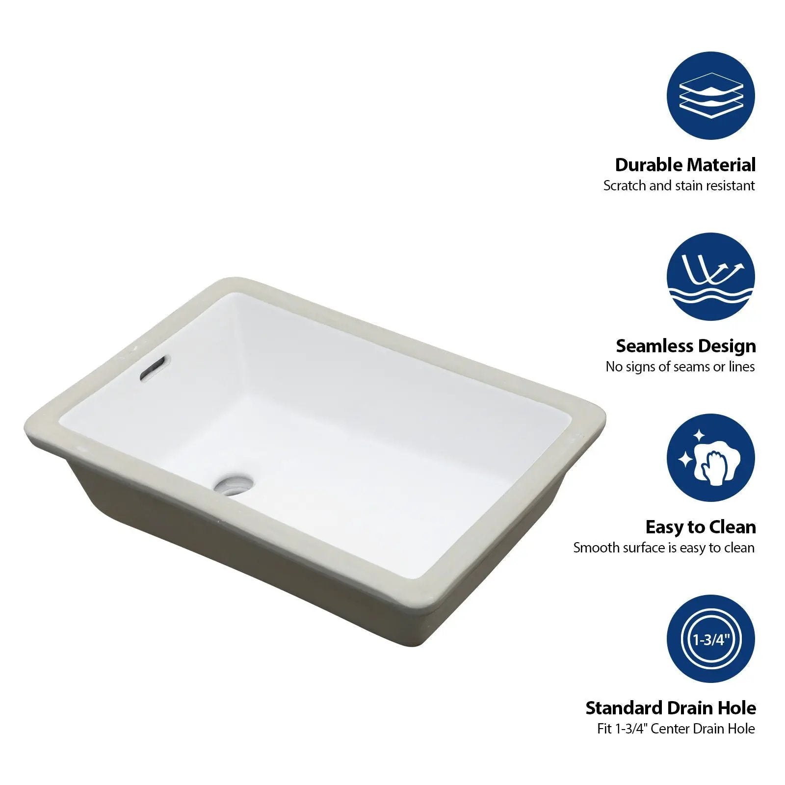 Vertical Undermount Bathroom Sink With Overflow - White by HouseOfZazla