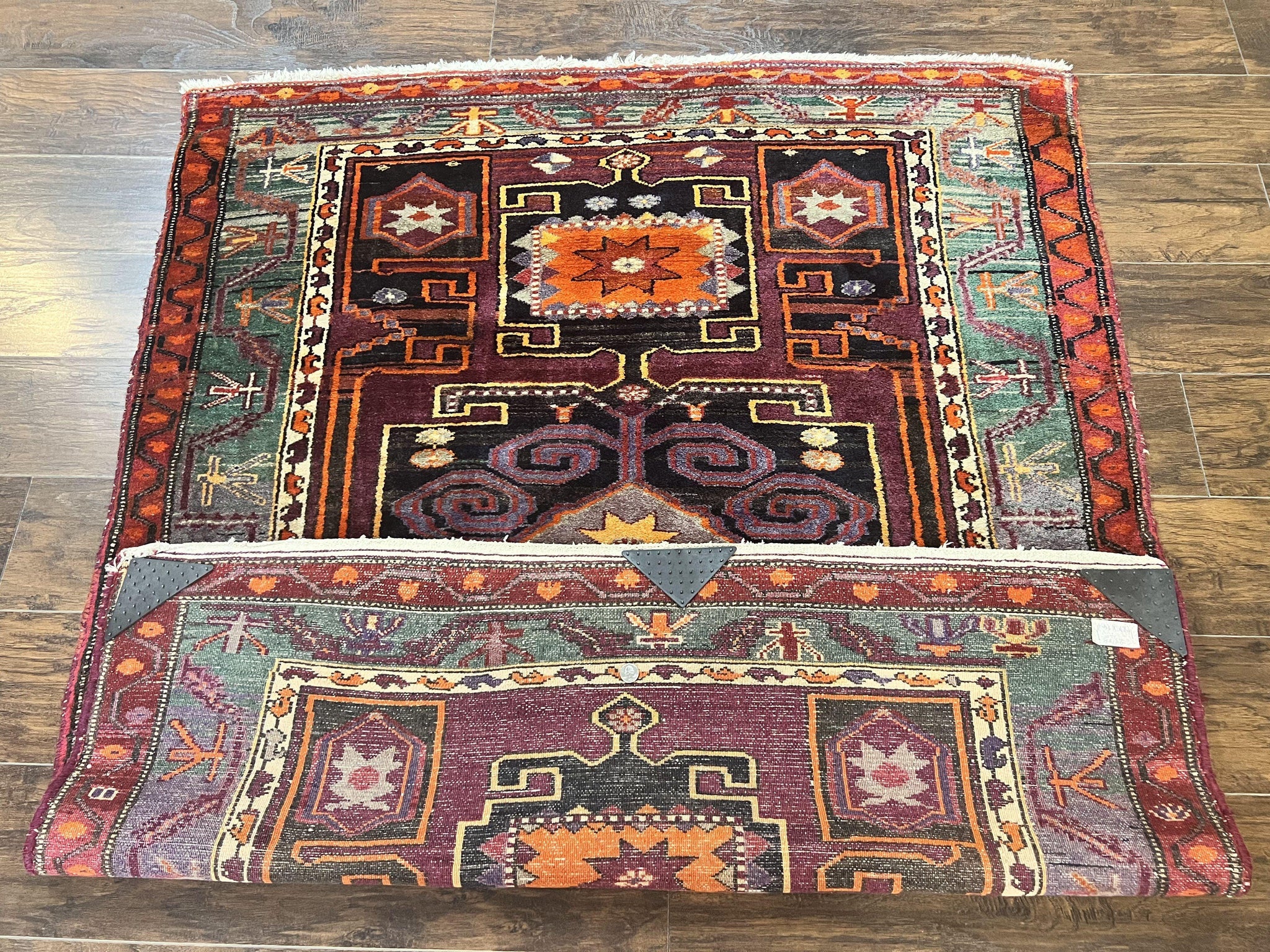 Persian Tribal Rug 5x6, Persian Nahavand Rug, Purple, Geometric Vintage Wool Handmade Carpet by Jewel Rugs