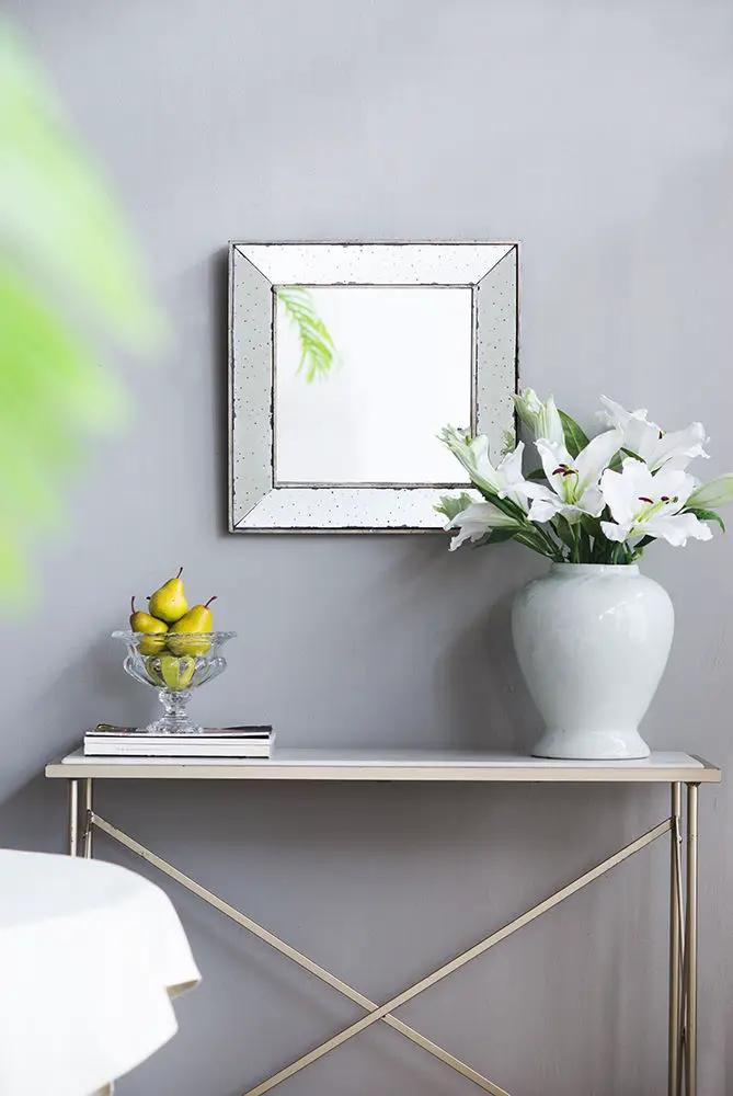 Distressed Accent Mirror, Traditional Style Framed Wall Mirror For Living Room by HouseOfZazla