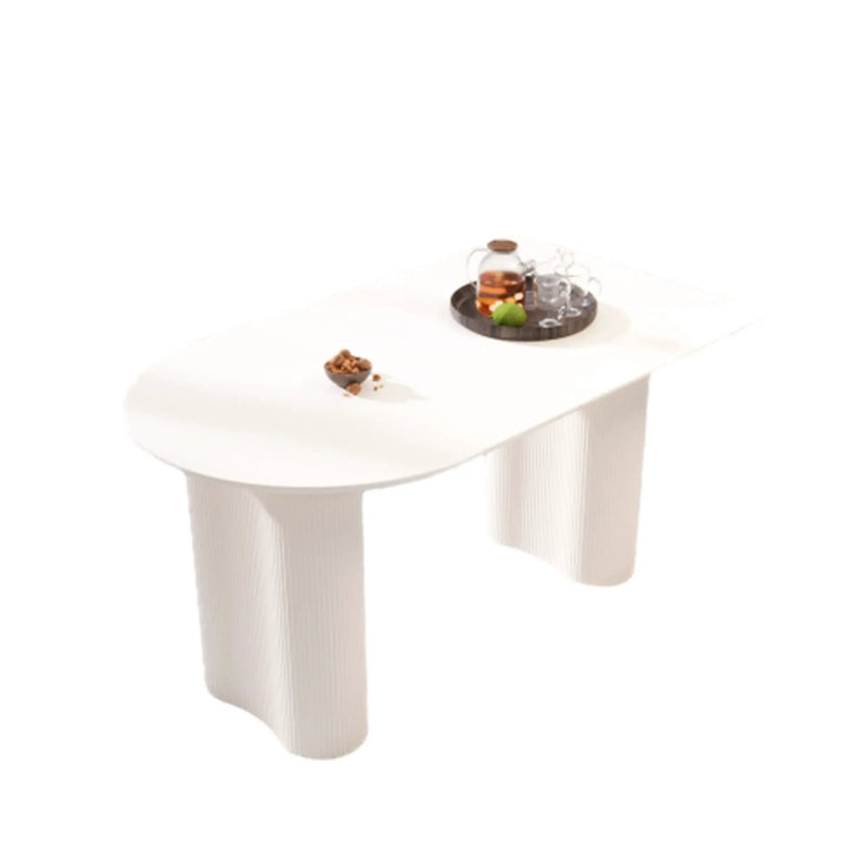 Modern Cream Style Dining Table With Round Wave Legs, 4 - 8 Person - Cream White by HouseOfZazla