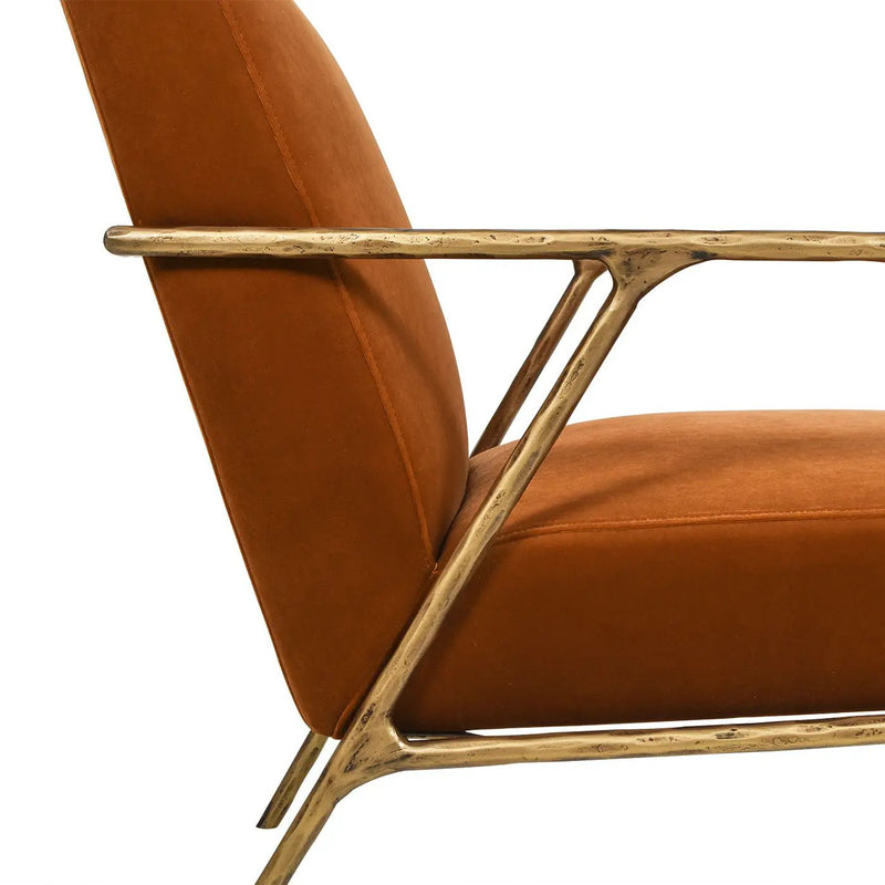 Aerin - Hammered Brass Upholstered Accent Arm Chair by Unique Piece Furniture