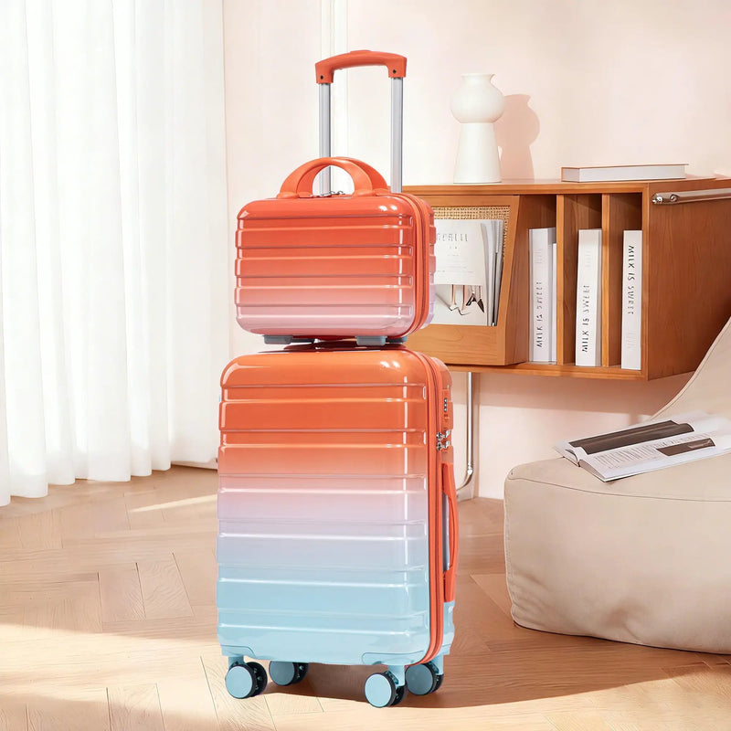 2 Pc PC Spinner Wheel Luggage Set with Gradient Color and Lock by HouseOfZazla