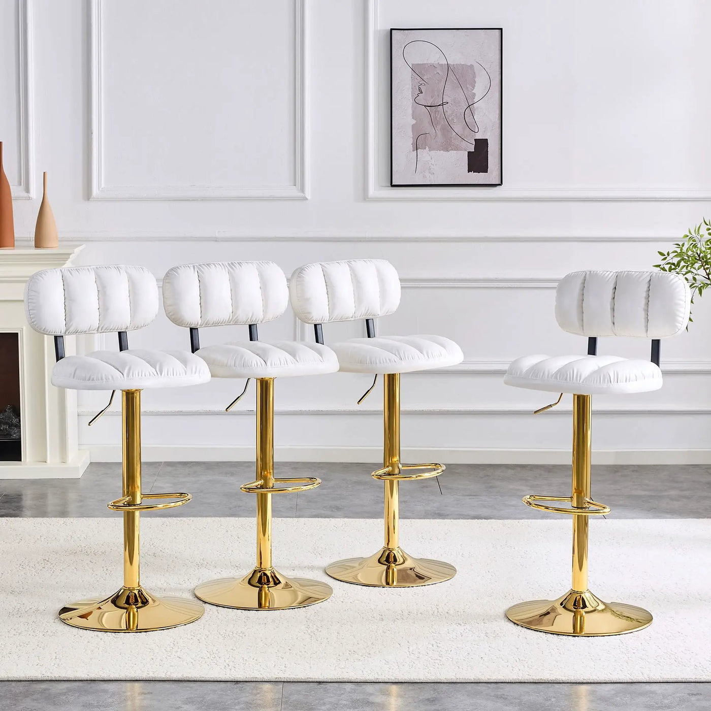 Adjustable Height Bar Stools & Footrest For Kitchen Island (Set of 2) by Unique Piece Furniture