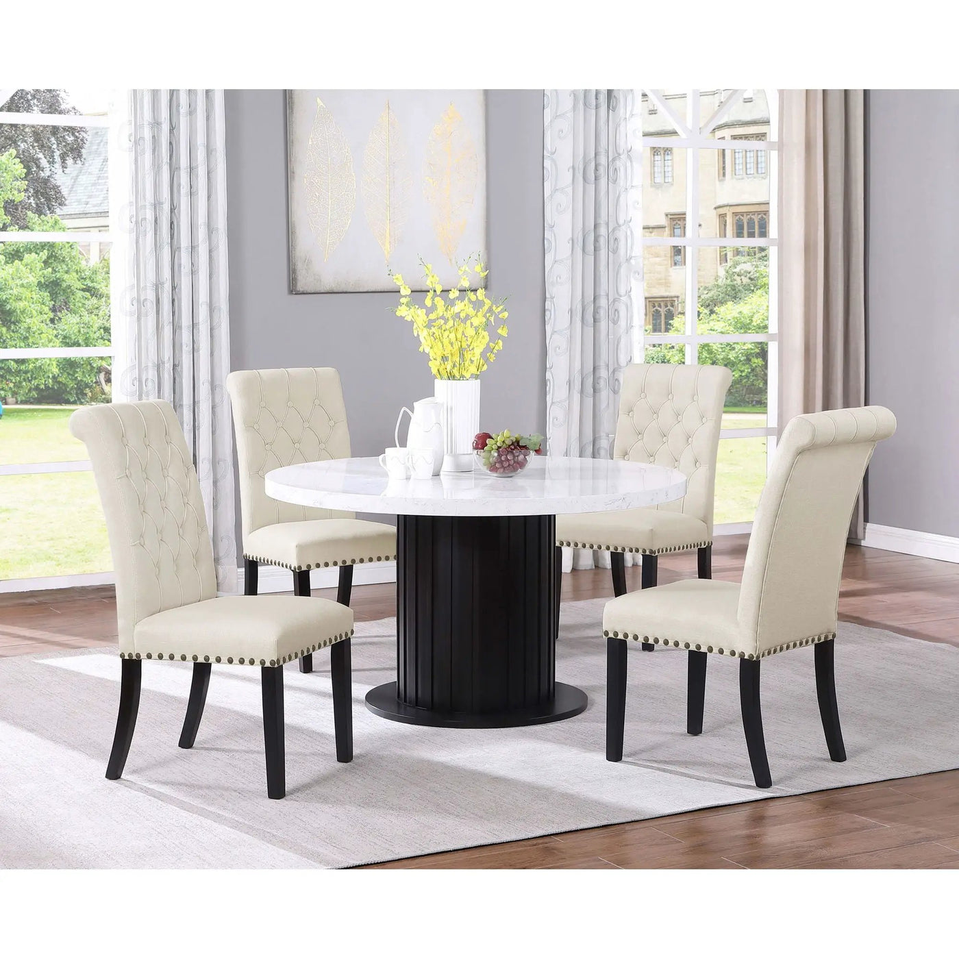Sherry - 5 Piece Round Dining Table Set by HouseOfZazla
