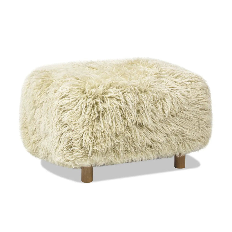 Enchante - New Zealand Sheepskin Rectangular Accent Ottoman - Taupe / Natural by HouseOfZazla