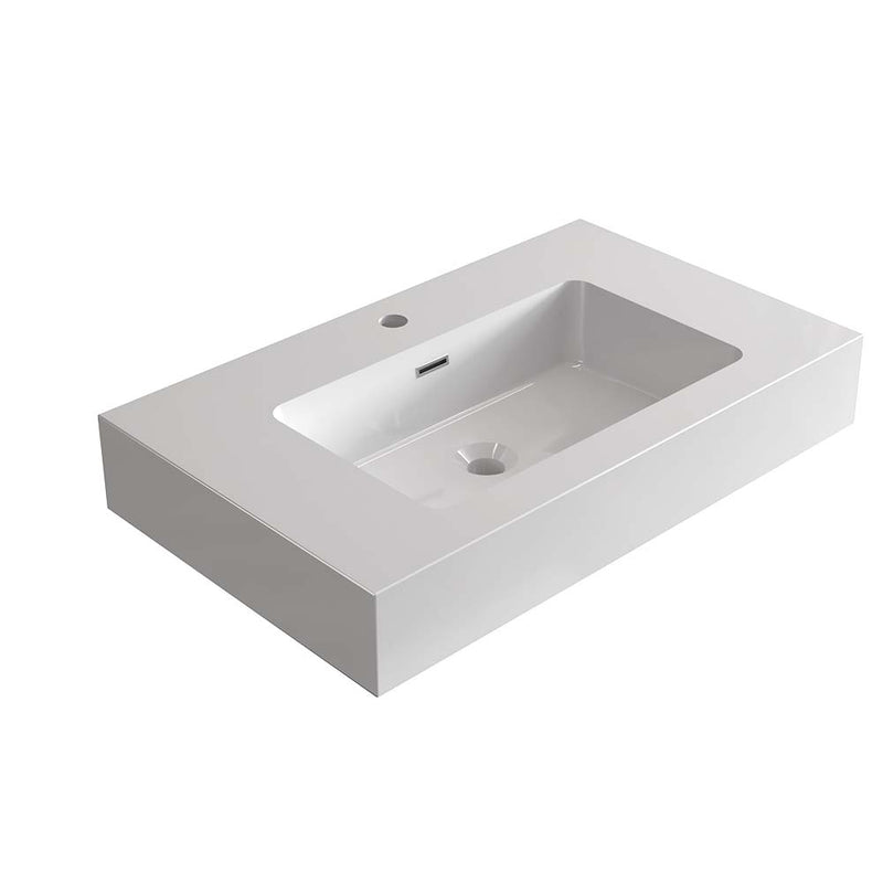 Glossy White Integrated Solid Surface Basin by HouseOfZazla
