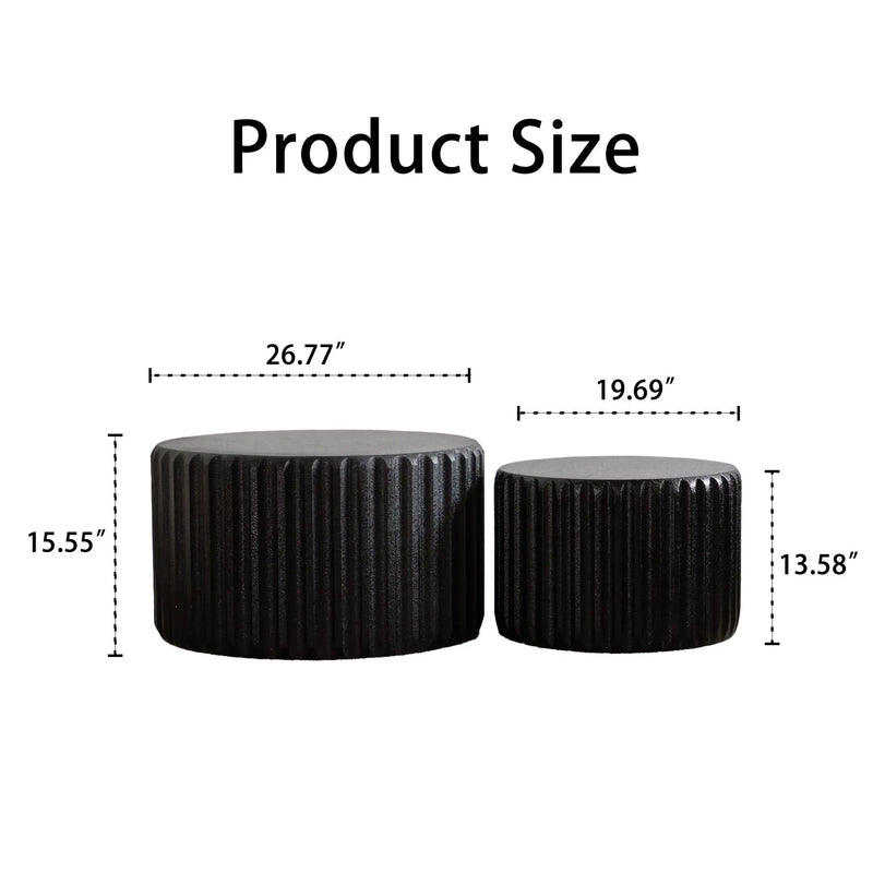 Black Scalloped Round Coffee Table Set by HouseOfZazla