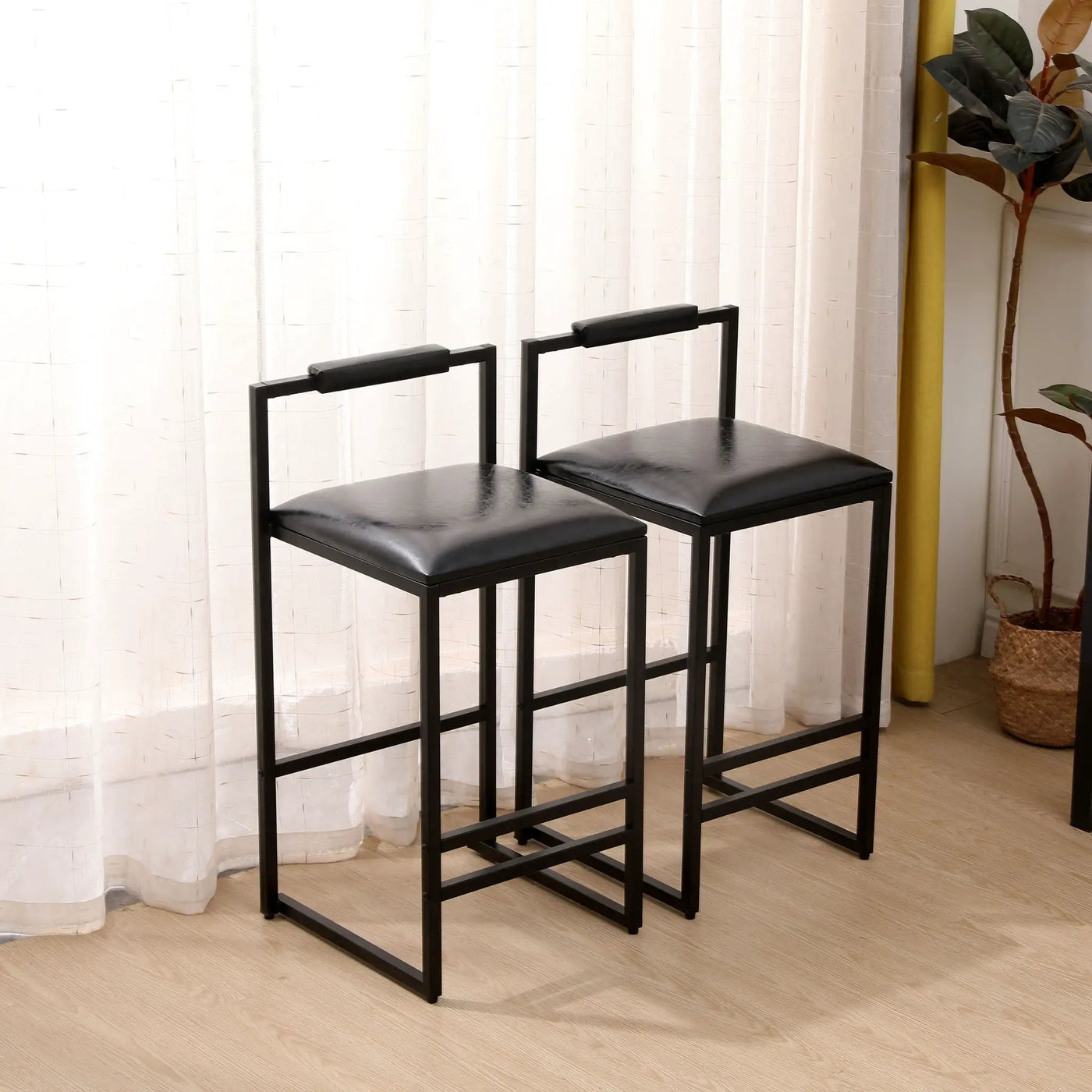 Elegant Bar Stool Set With Backrest And Footrest, Counter Height (Set of 2) by Unique Piece Furniture