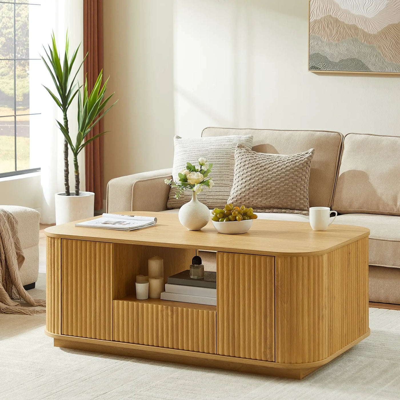 Modern Luxury Oval Coffee Table with Drawers and Storage Compartment by HouseOfZazla